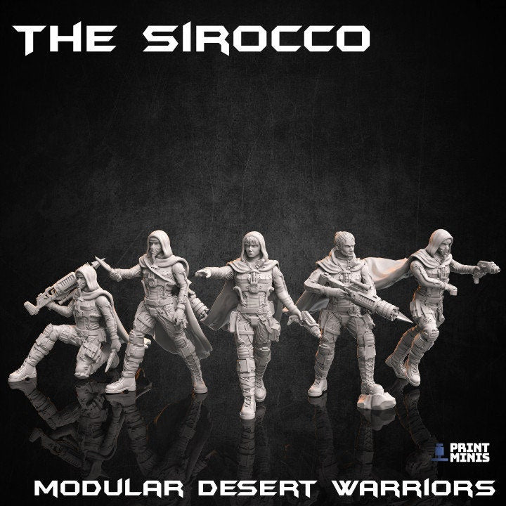 
Sirocco Desert Warriors, Desert Tribe, Modular, DnD, Dungeons and Dragons, Tabletop RPG, Wargame Miniatures - PrintMinis