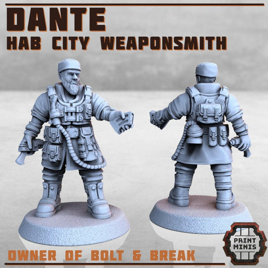 Dante - Weaponsmith, Miniature by PrintMinis, 5e, Fantasy, Tabletop RPG Wargame Models