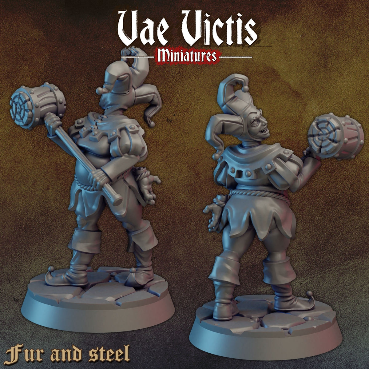 
War Jester Circus Miniature DnD 5e Dungeons and Dragons 28mm/32mm TTRPG Fantasy Wargame Miniature Circus NPC Scatter
