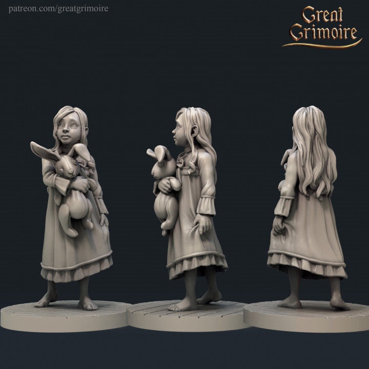 
Little Girl, 28mm or 32mm Scale, DnD, Dungeons and Dragons, Tabletop RPG, Miniatures Great Grimoire