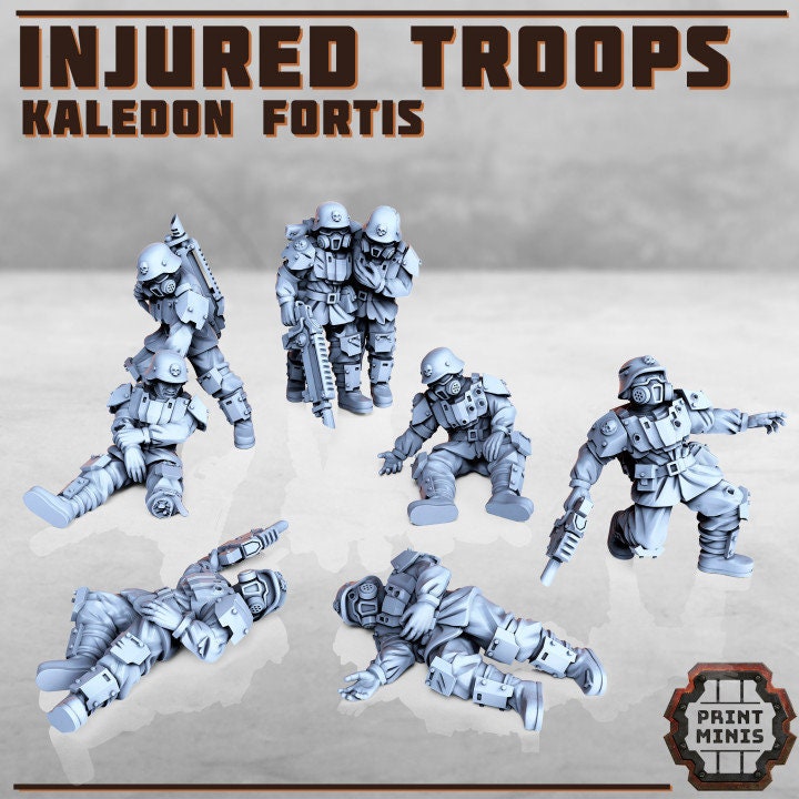 
Injured Soldiers - Kaledon Fortis, DnD, Dungeons and Dragons, 40K, Scatter, Fantasy - Print Minis