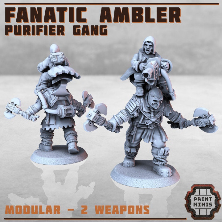 Fanatic Ambler - Purifier Gang, DnD, Dungeons and Dragons, 28/32mm Scale, Giant, Necromunda, Ogre Miniature, Zealot - Print Minis