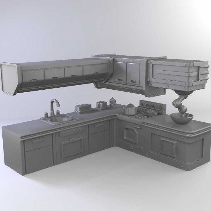 
Kitchen Miniatures DnD Dungeons and Dragons 28mm/32mm DnD Scatter Terrain Tavern furniture Wargame Scatter Kitchen for Dioramas & RPG Games