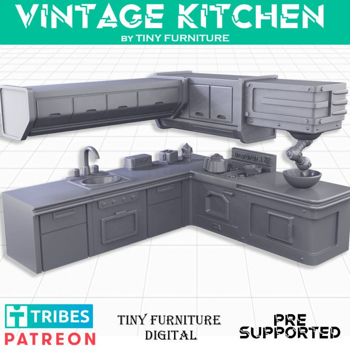
Kitchen Miniatures DnD Dungeons and Dragons 28mm/32mm DnD Scatter Terrain Tavern furniture Wargame Scatter Kitchen for Dioramas & RPG Games