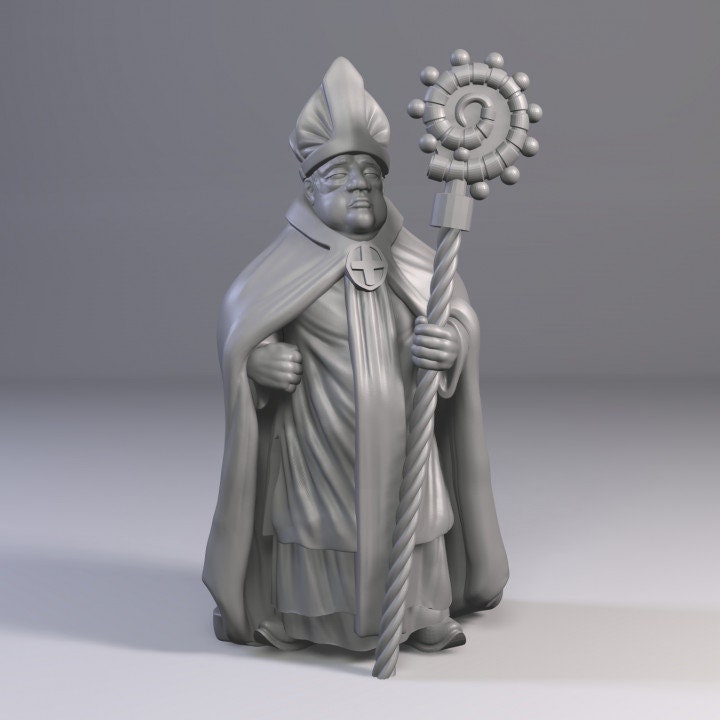 3D Printed Bishop Miniature for DnD Dungeons and Dragons Tabletop RPGs & Wargames 28mm/32mm Resin Figure Church Priest Wargame Townsfolk NPC