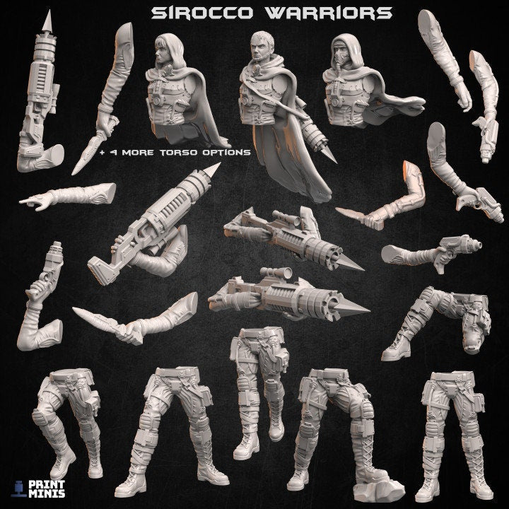
Sirocco Desert Warriors, Desert Tribe, Modular, DnD, Dungeons and Dragons, Tabletop RPG, Wargame Miniatures - PrintMinis