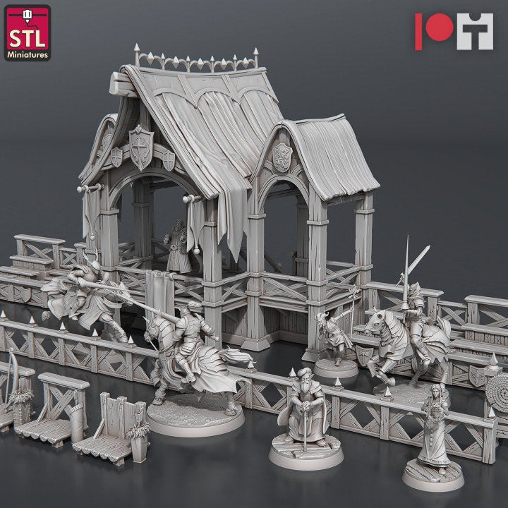 
Medieval Jousting Miniatures DnD Dungeons and Dragons 28mm/32mm TRPG Fantasy Wargame Terrain Knight Miniatures Jousting Stadium