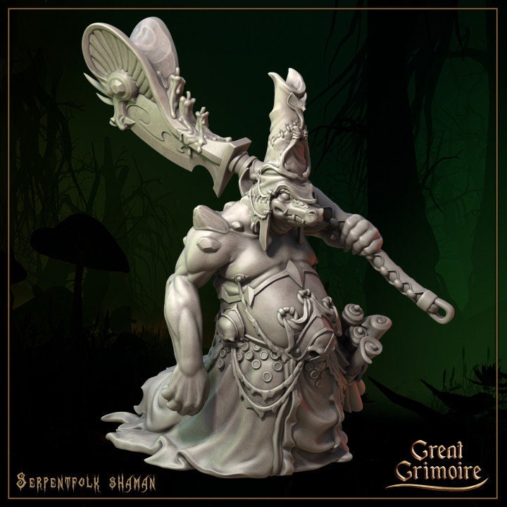 
Sepentfolk Shaman, Crocodile Miniature,