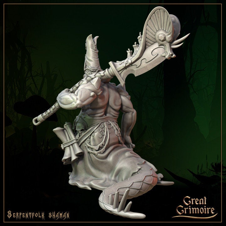 
Sepentfolk Shaman, Crocodile Miniature,