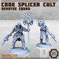 Code Splicer Cult: Devotee Squad, 28mm / 32mm, Wasteland, Apocalypse, Cyberpunk, DnD, 3D Printed, Resin, Sci-fi Soldiers, Print Minis