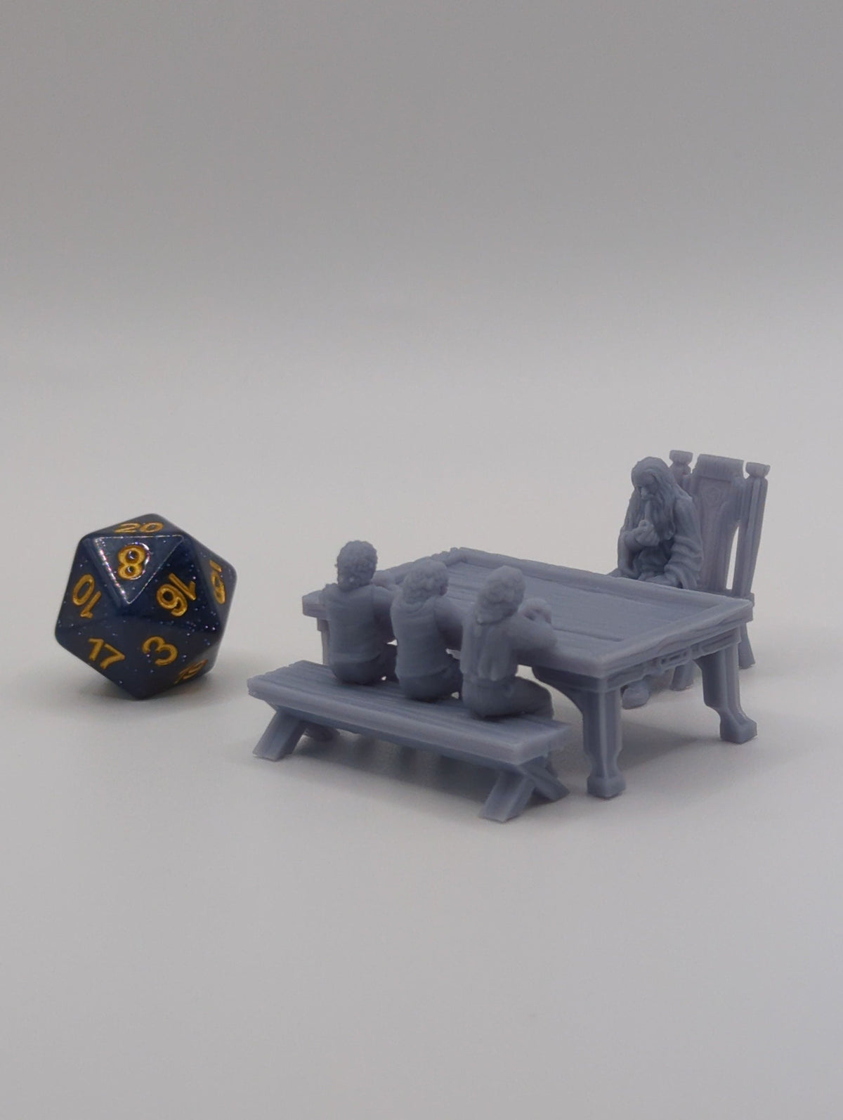 
Haflings with a friend, DnD, Dungeons and Dragons, Scatter Terrain, Furniture, Tavern furniture, Miniature, 3d printed - Tiny Furniture