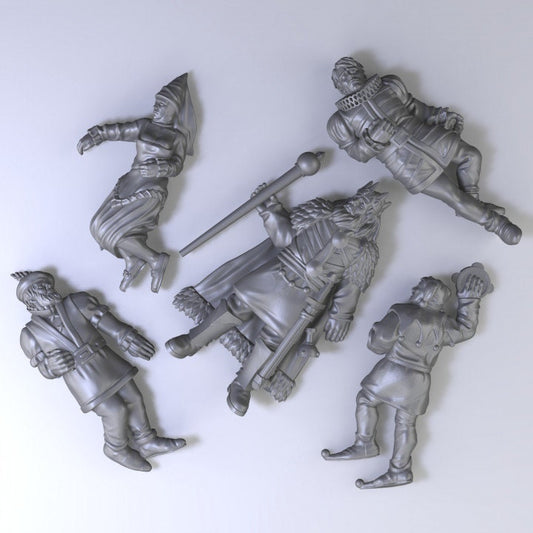 5pc Dead Nobles DnD Dungeons and Dragons 28mm/32mm TTRPG Wargame Scatter Casualty Markers Dead NPCs Wargame Miniature Nobles