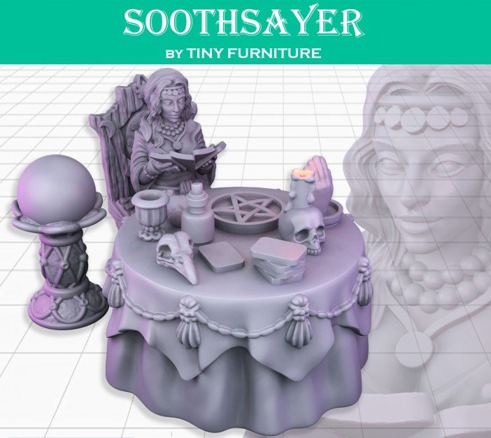 
Soothsayer, DnD, Dungeons and Dragons, Sitting Miniature, Tabletop RPG Scatter Terrain - TinyFurniture