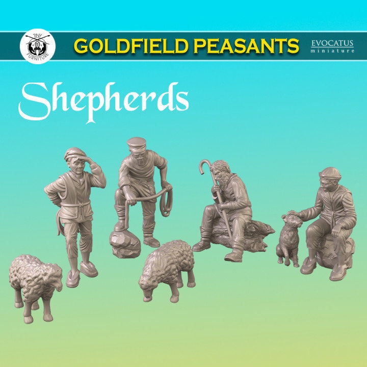
Shepherds DnD Dungeons and Dragons 28mm/32mm Farm animals and NPC Scatter Terrain Sheep Miniature Dog Companion DnD TTRPG Fantasy Wargame