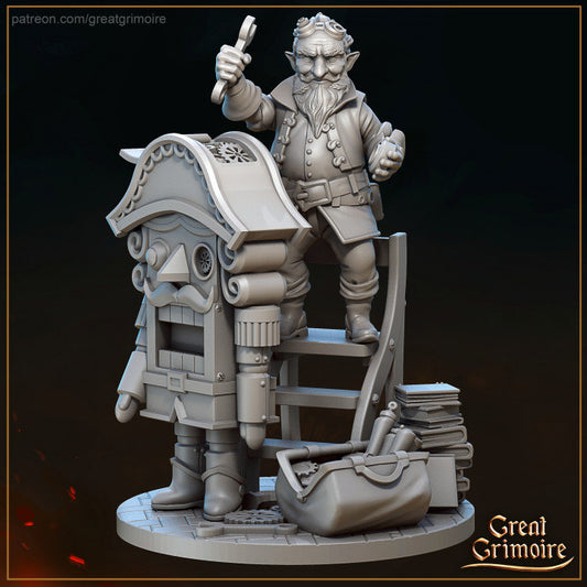 Drosselmeyer, Book Doll, DnD, Dungeons and Dragons, Nutcracker Miniature Gnome Master Mechanic, 28mm, 32mm miniatures - Great Grimoire