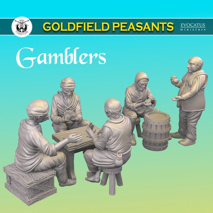 
Gamblers DnD Dungeons and Dragons 28mm/32mm Casino Scatter Terrain Wargame TTRPG Fantasy NPCs Casino Miniatures Casino Dealer NPCs Game