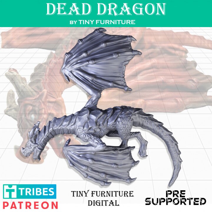 Dragon Corpse Miniature for DnD Dungeons and Dragons Tabletop RPG Fantasy games and Dioramas Dragon Miniature 28mm heroic 32mm Scale options