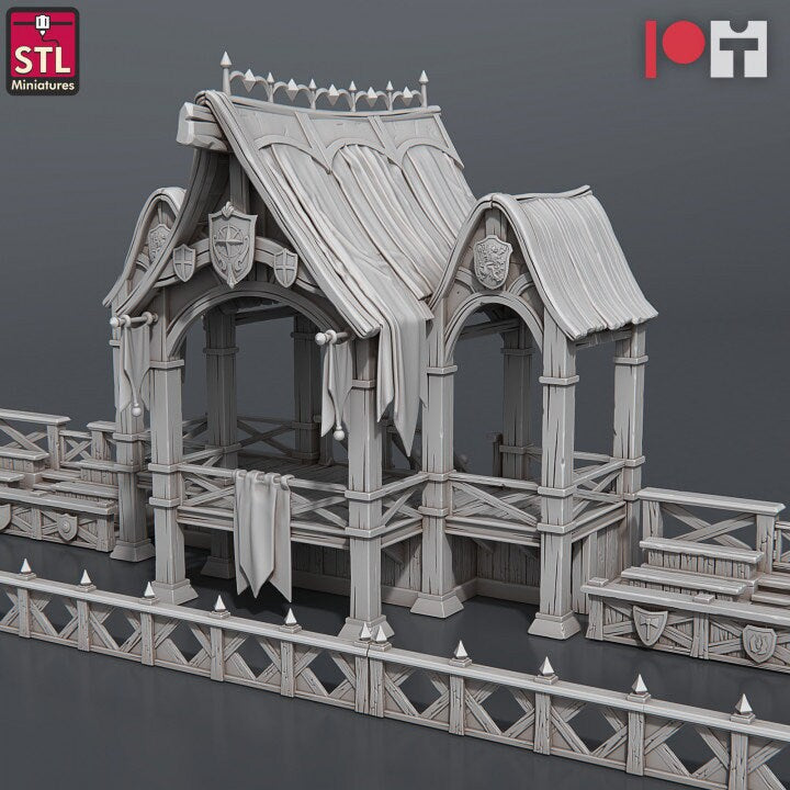 
Medieval Jousting Miniatures DnD Dungeons and Dragons 28mm/32mm TRPG Fantasy Wargame Terrain Knight Miniatures Jousting Stadium
