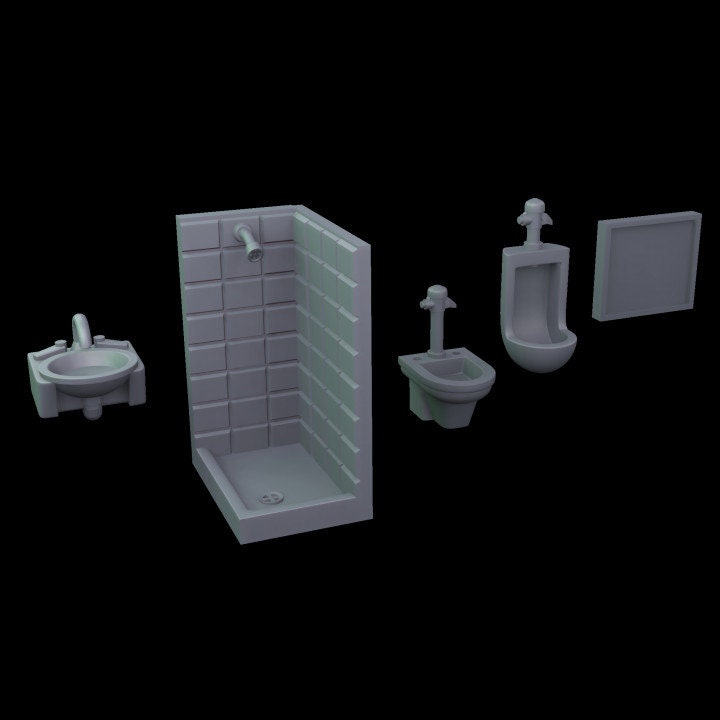 
Shelter Bathroom Furniture Miniatures DnD Dungeons and Dragons 28mm/32mm TTRPG Fantasy Scatter Terrain Tavern Bathroom Miniatures