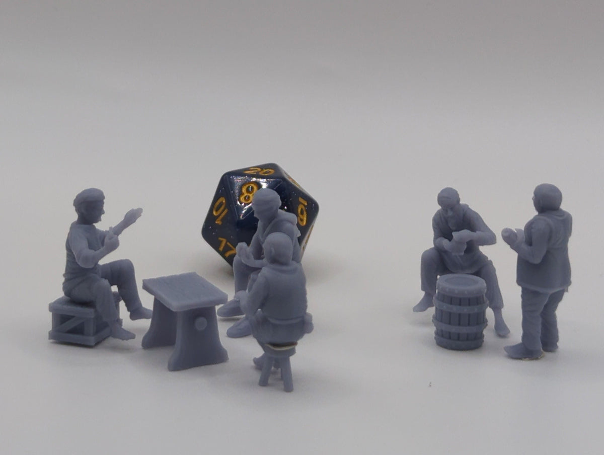 
Gamblers DnD Dungeons and Dragons 28mm/32mm Casino Scatter Terrain Wargame TTRPG Fantasy NPCs Casino Miniatures Casino Dealer NPCs Game