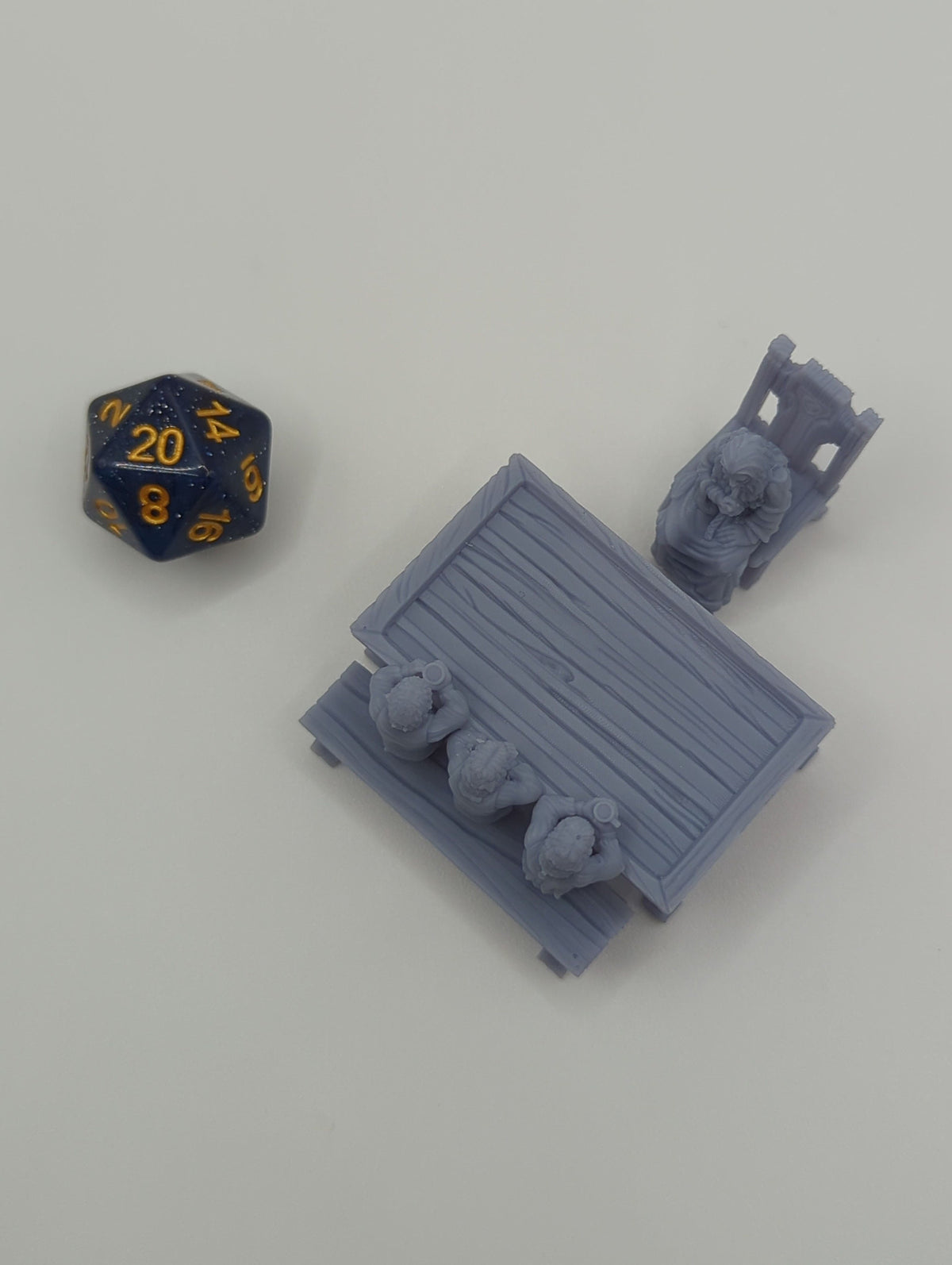
Haflings with a friend, DnD, Dungeons and Dragons, Scatter Terrain, Furniture, Tavern furniture, Miniature, 3d printed - Tiny Furniture
