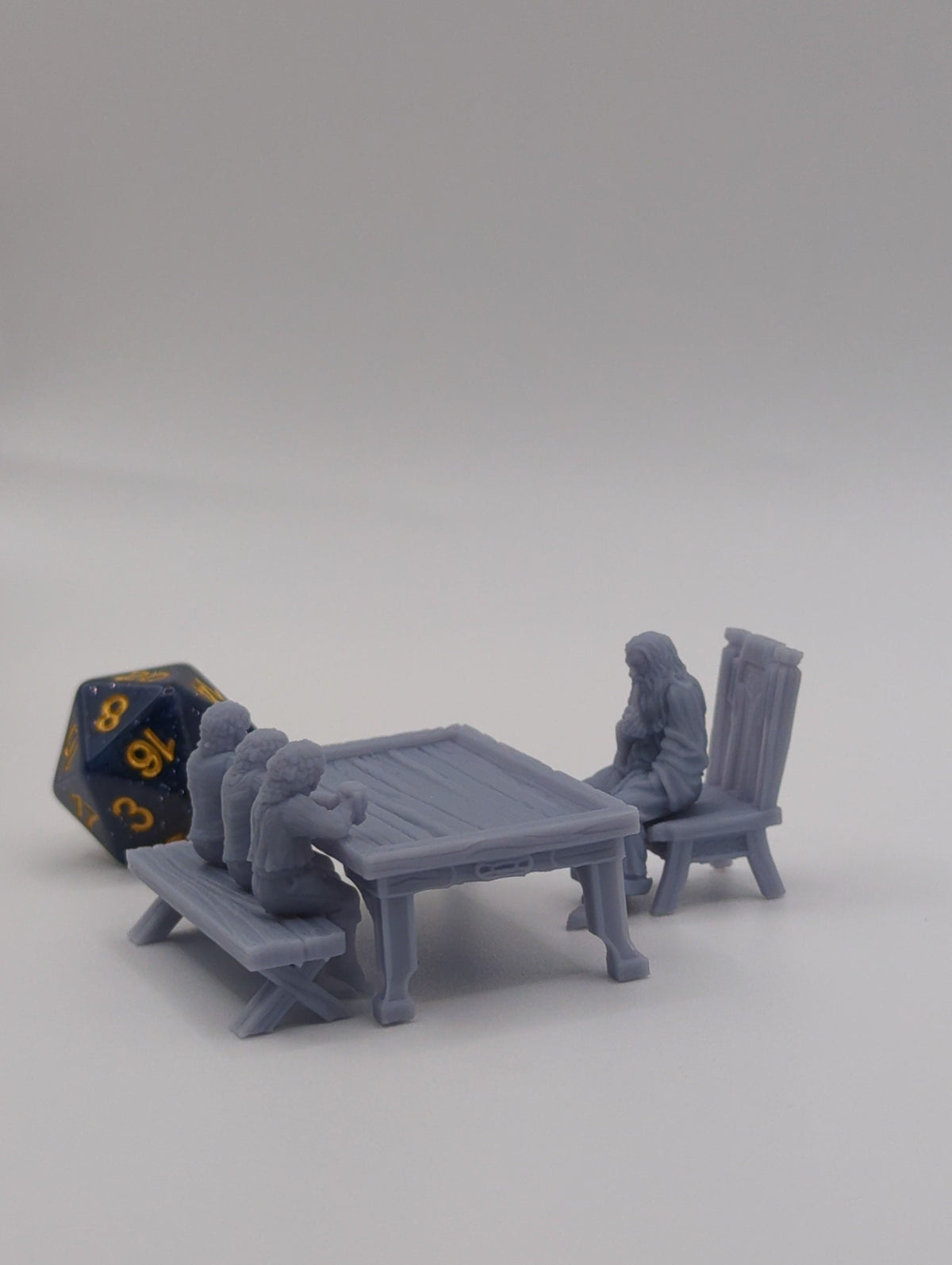 
Haflings with a friend, DnD, Dungeons and Dragons, Scatter Terrain, Furniture, Tavern furniture, Miniature, 3d printed - Tiny Furniture