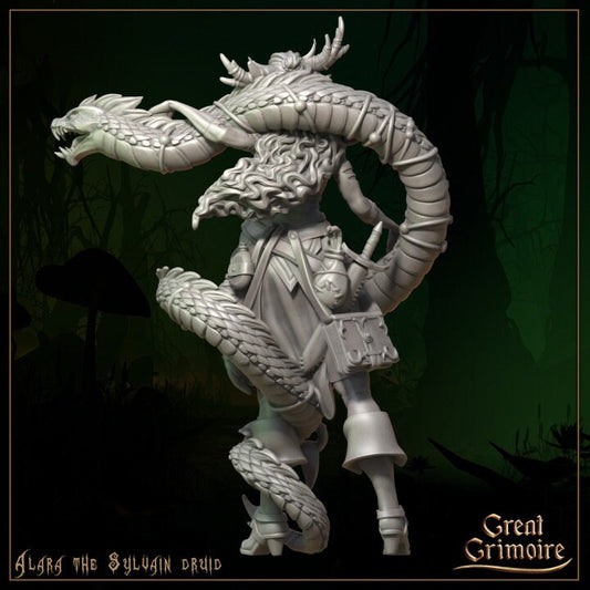 Alara the Sylvain Druid DnD Dungeons and Dragons 28mm/32mm Dryad Miniature for TTRPGs Fantasy Druid Monsters Snake Miniature