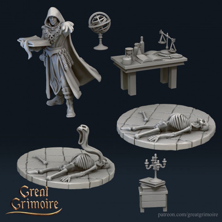 
Necromancer, Undead, DnD, Dungeons and Dragons scatter terrain, Miniatures, Skeleton Miniatures, Furniture, Tabletop RPG, Dioramas - Great G