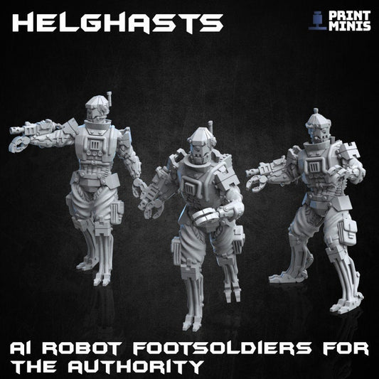 28mm or 32mm 3pc Mech Miniature Robots, DnD, Dungeons and Dragons, Scifi Fantasy TTRPG Minis for fantasy wargames by Print Minis