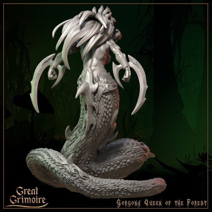 
Gorgona, Queen of the Forest Miniature, DnD, Dungeons and Dragons, DnD Monster, Miniature, 28mm, 32mm, 35mm - Great Grimoire