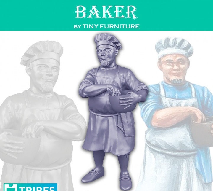 Cake baker DnD Dungeons and Dragons 28mm/32mm Cook Miniature NPC TTRPG Fantasy Wargame NPC Pathfinder