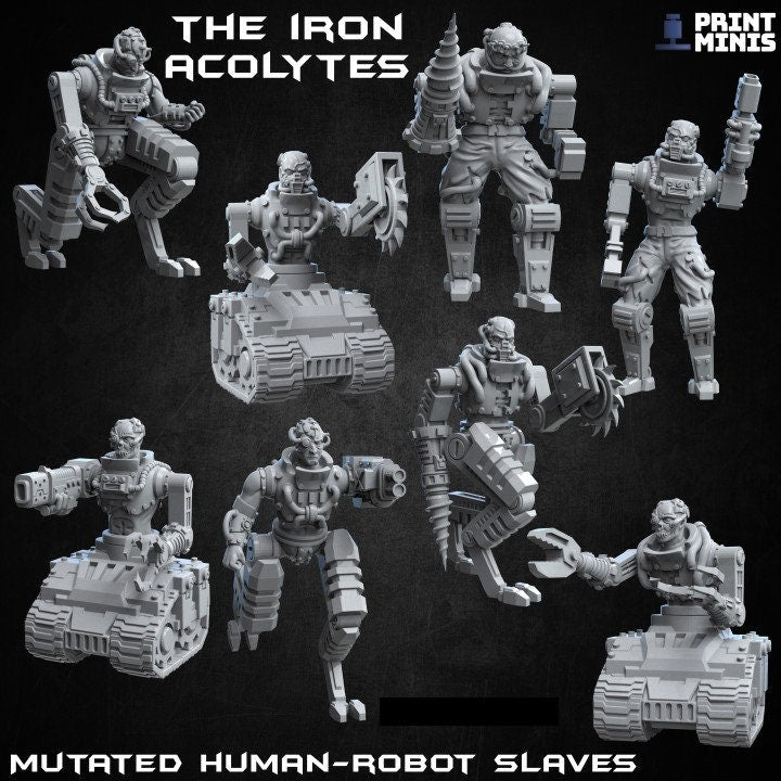 
The Iron Acolytes, Prebuilt, Doomsday, Robot, Scifi Miniatures, Dieselpunk Troops - Print Minis