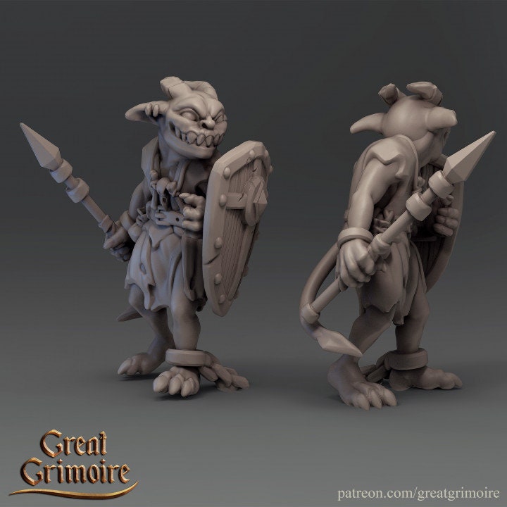 5pc Goblin Set, DnD, Dungeons and Dragons, Goblin Warriors, Scatter terrain, 28mm or 32mm, 5E Fantasy, Tabletop RPG, Great Grimoire