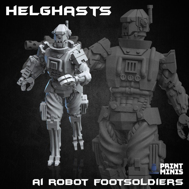 28mm or 32mm 3pc Mech Miniature Robots, DnD, Dungeons and Dragons, Scifi Fantasy TTRPG Minis for fantasy wargames by Print Minis