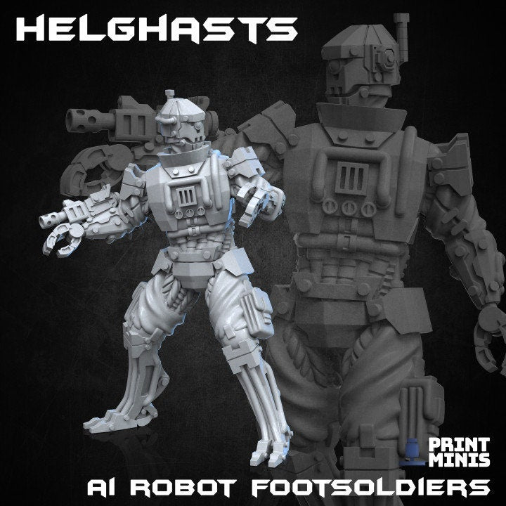 28mm or 32mm 3pc Mech Miniature Robots, DnD, Dungeons and Dragons, Scifi Fantasy TTRPG Minis for fantasy wargames by Print Minis