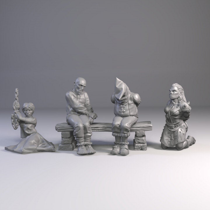 Chained Prisoners DnD Dungeons and Dragons 28mm/32mm Wargame Scatter NPCs Pathfinder TTRPG Miniature Figurines