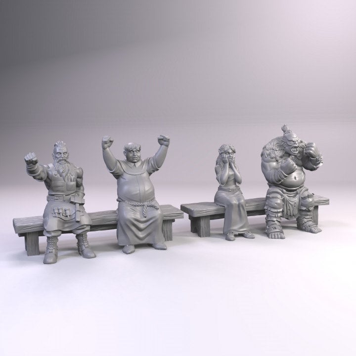 28mm/32mm Cheering Crowd Miniatures for Dungeons & Dragons Stadium Spectator NPCs Ideal for TTRPG Fantasy Game Dioramas and Stadium Scenes