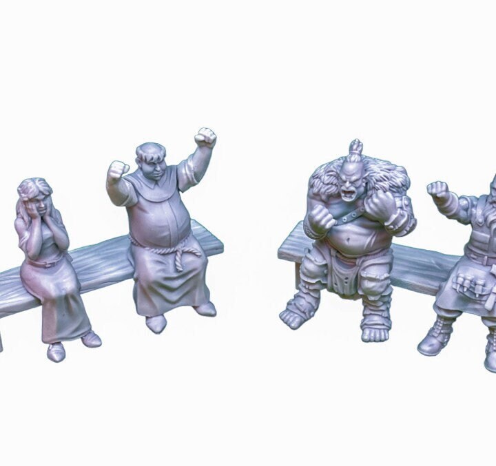 28mm/32mm Cheering Crowd Miniatures for Dungeons & Dragons Stadium Spectator NPCs Ideal for TTRPG Fantasy Game Dioramas and Stadium Scenes