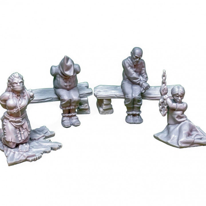 Chained Prisoners DnD Dungeons and Dragons 28mm/32mm Wargame Scatter NPCs Pathfinder TTRPG Miniature Figurines