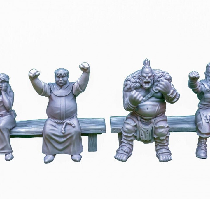 28mm/32mm Cheering Crowd Miniatures for Dungeons & Dragons Stadium Spectator NPCs Ideal for TTRPG Fantasy Game Dioramas and Stadium Scenes