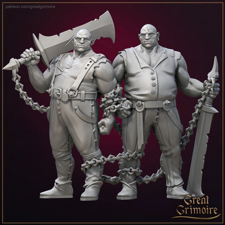 Chained Executioners DnD Dungeons and Dragons 28mm/32mm Inseparable Twins TTRPG Fantasy Tabletop Miniatures Wonderland D&D Wargames