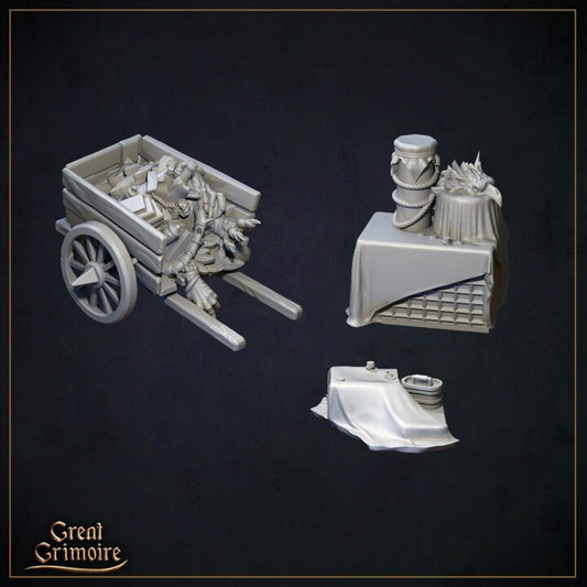 Feather Dealer Merchant DnD Dungeons and Dragons 28mm/32mm TTRPG Fantasy Wargame Vendor Set DnD5e 3D Printed Miniatures