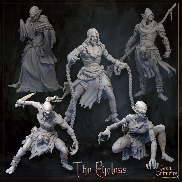 5pc The Eyeless DnD Dungeons and Dragons 28mm/32mm Demon Monster Miniatures for TTRPGs fantasy wargames Dioramas Eyeless Hunter Watcher