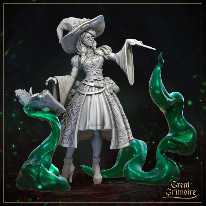 
Melinda, the Good Witch Miniature, DnD, Witch, Pathfinder, Tabletop RPG, TTRPG, Sorcerer, Victorian, GreatGrimoire