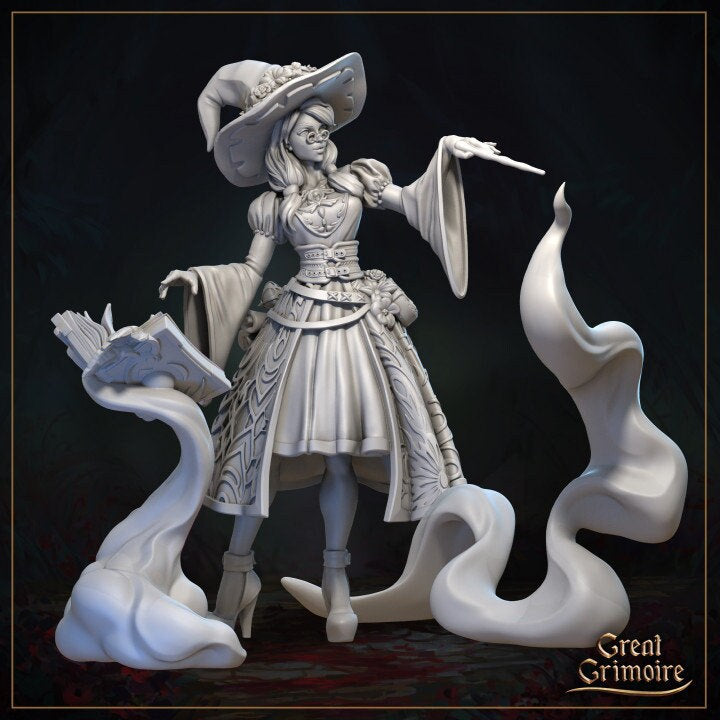 
Melinda, the Good Witch Miniature, DnD, Witch, Pathfinder, Tabletop RPG, TTRPG, Sorcerer, Victorian, GreatGrimoire