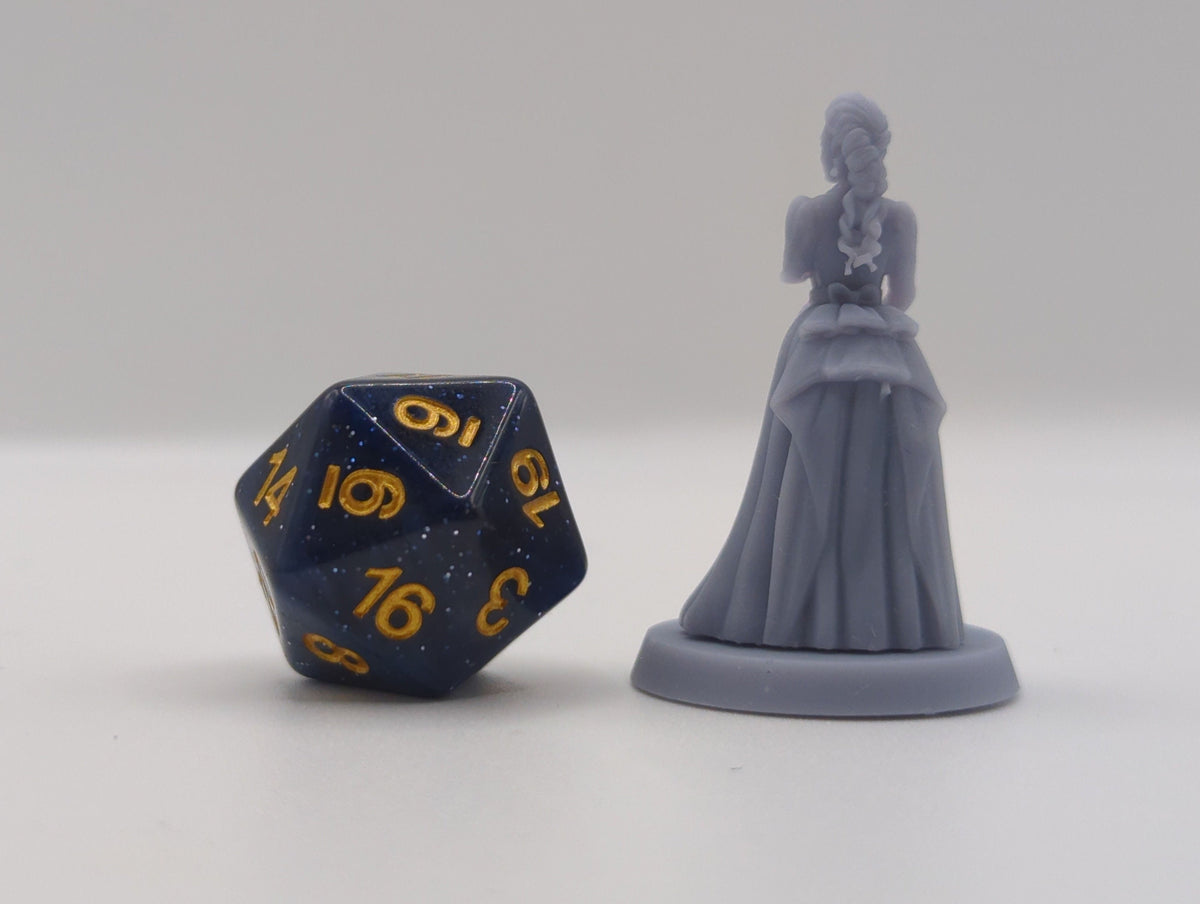 
Irene Milady DnD Dungeons and Dragons 28mm/32mm TTRPG Fantasy Miniature Posh Lady Wargame Scatter NPC Lady holding torch OR fan