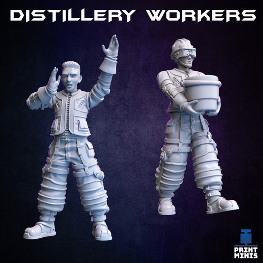 Distillery Workers, Modular, Factory workers, NPC Miniatures, TTRPG Miniatures, Townsfolk, Scifi Fantasy NPCs Distillery NPCs Tavern Scatter