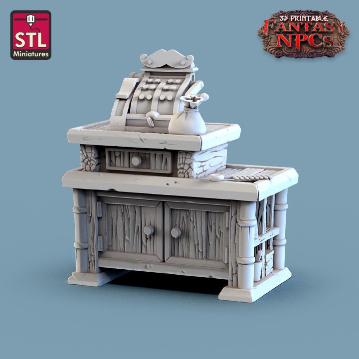 Barber Shop Set, Hair dresser Vendor NPCs, DnD, Dungeons and Dragons, Tabletop RPG, 28mm 32mm, Townsfolk Minis, Scatter Terrain, Furniture