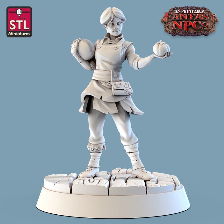
Fruit Seller, Fruit Vendor, DnD Dungeons and Dragons TTRPG Miniatures, Scatter Terrain, Fruit Stall, Market Stall, 28mm 32mm Scale Props
