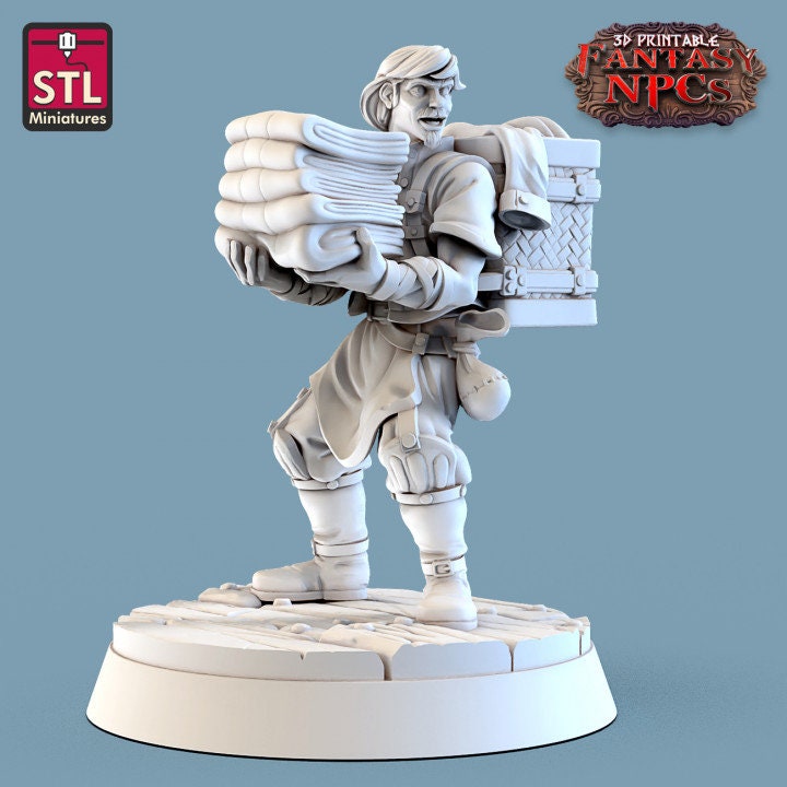 
Laundry Set, DnD, Dungeons and Dragons, Scatter Terrain, Clothing, Props, TTRPG Fantasy Miniatures, DnD Townsfolk NPCs, Villagers, Furniture